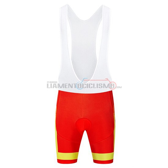 Abbigliamento Ciclismo Spagna Manica Corta 2019 Rosso Giallo
